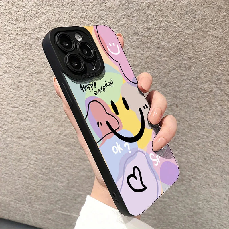 【ニコちゃんシリーズ】スマイル メッセージ iPhoneケース｜手書き風デザイン #260226