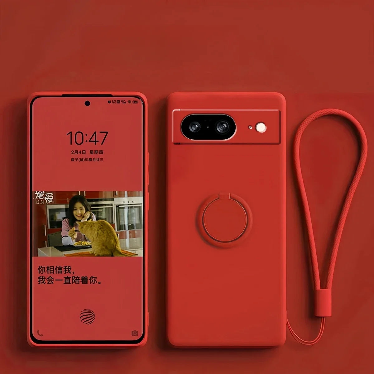 【Google Pixel対応】 マット 無地 ストラップ付き ケース｜シンプル・スタイリッシュ  #261025