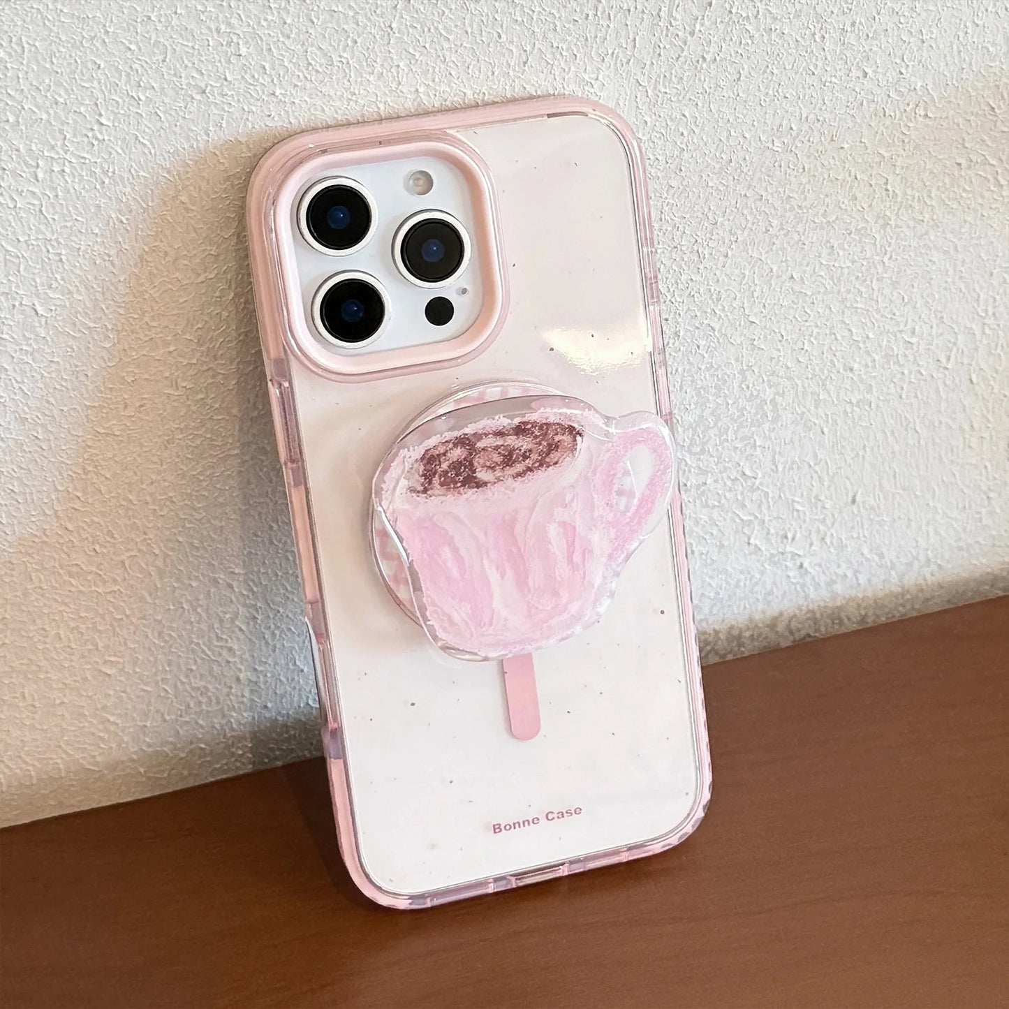 コーヒーカップ 透明感クリア グリップ付き Magnet内蔵 iPhoneケース｜淡色 #260015