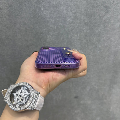 【ネオンシリーズ】イエローライン ハンドル付き 半透明 クリアスマホケース｜iPhone対応 #251013