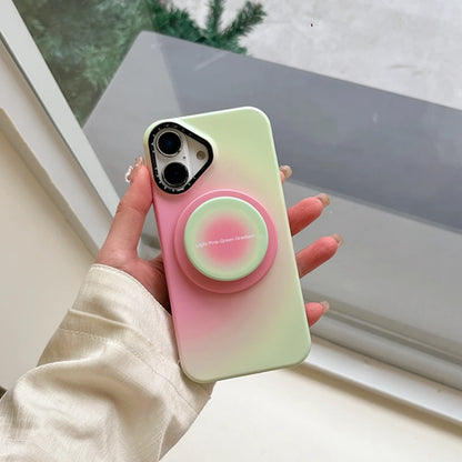 【Magnet内蔵】キャンディカラー 滲みグラデ ライトピンク×ミント ラウンドグリップ スマホケース｜iPhone対応 #241213