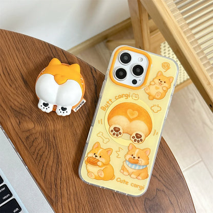 コーギーおしり 犬 グリップ付き iPhoneケース｜韓国風・立体デザイン #231213