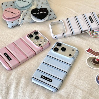 ハートグリップ Magnet内蔵 ボーダー iPhoneケース #240504