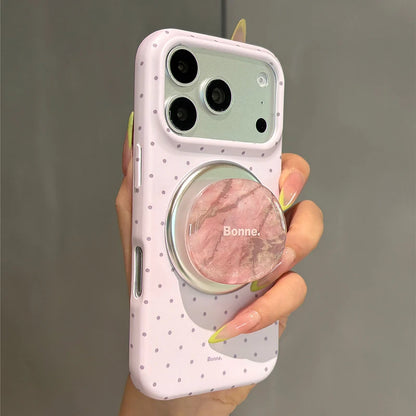 ドット柄 マグネット内蔵iPhoneケース ケースのみ/グリップのみ/セット選択可 (全2色) ガーリー・ニュアンス #261193