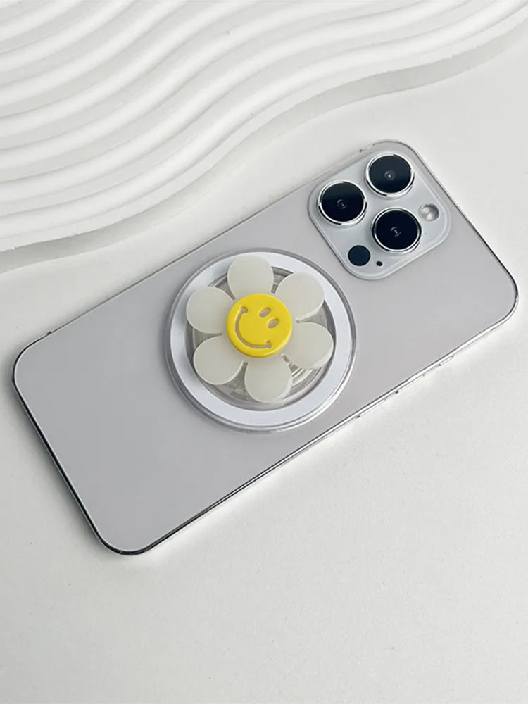 【スマホグリップ】スマイル ニコちゃん デイジーフラワー | Magnet対応 #241105