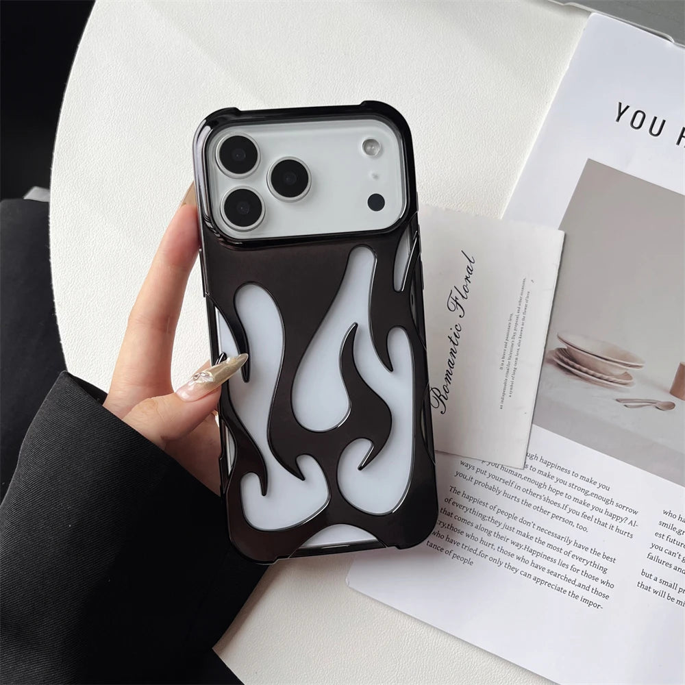 3D 炎 メタルフレームライン iPhoneケース｜トレンド・Y2Kデザイン #231119