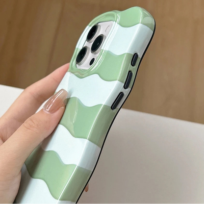 ポップウェーブ ボーダーデザイン iPhoneケース｜韓国風 ウェーブフレームケース #260320