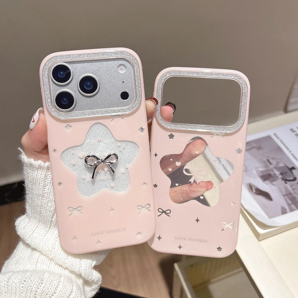 【STAR BOW】星型リボン パステルガーリースマホケース｜iPhone対応 #240930