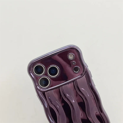 【ウェーブフレーム】パールチャーム付き スマホケース｜iPhone対応 #241217