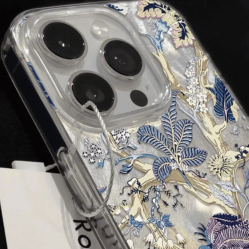 刺繍風フラワー 総柄デザイン クリア iPhoneケース｜エレガント・ボタニカル #260085