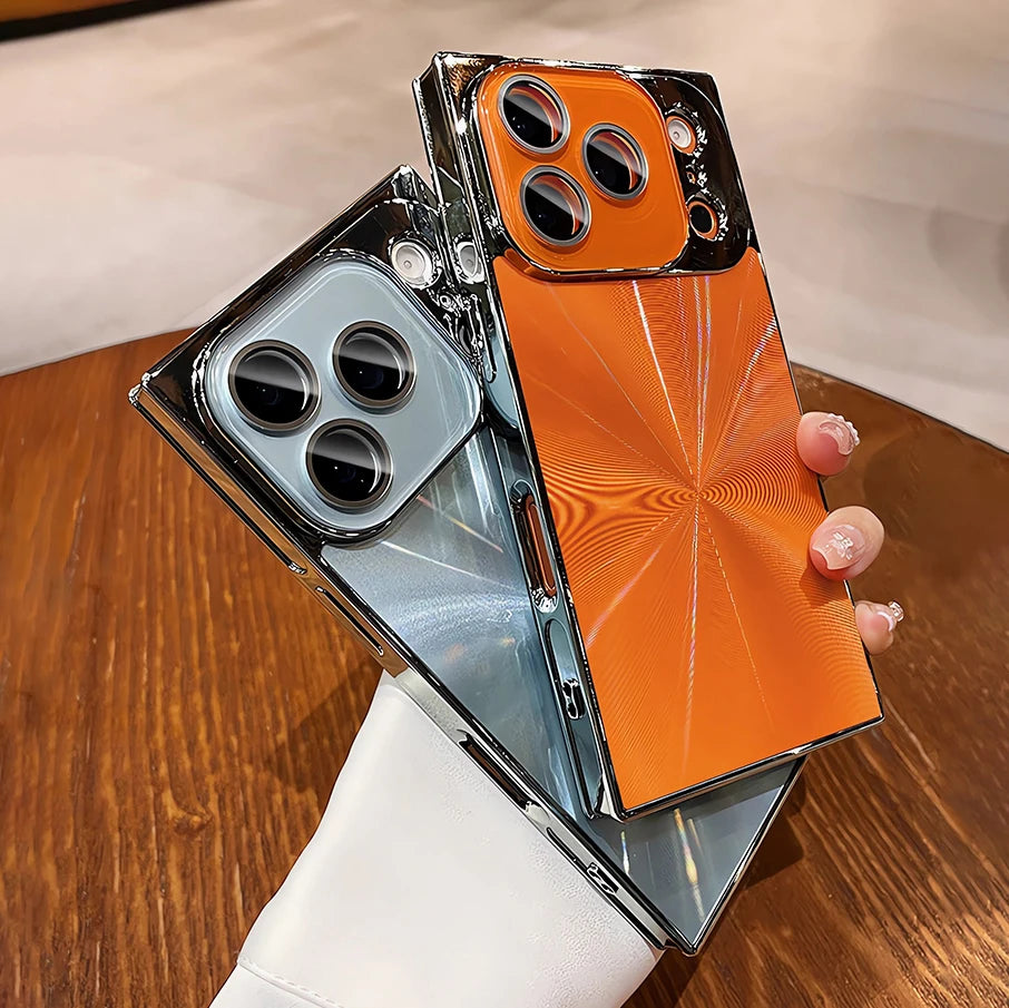 スクエアシリーズ メタリックデザイン iPhoneケース｜シャープライン・ミラー風仕上げ #240408