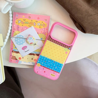 カラフルボーダー ボタンスタンド付き iPhoneケース｜ポップ・レトロ #261256