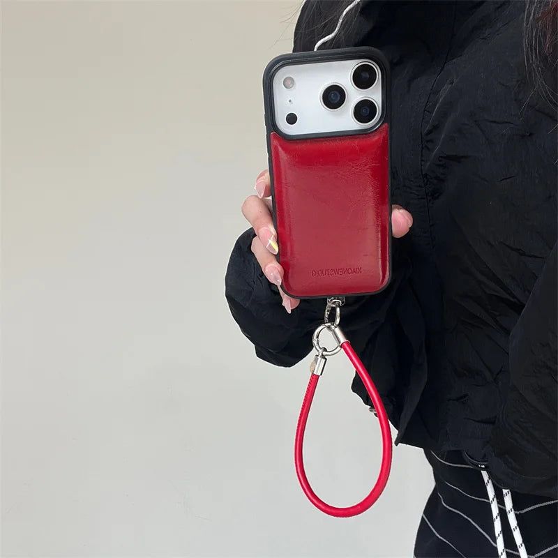 【メタリックストラップレザー】高見えレザー風デザイン ストラップ付き スマホケース｜iPhone対応 #250110