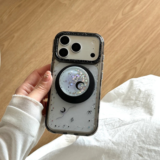 ムーン＆スター キラキラ スノードームグリップ iPhoneケース｜Magnet内蔵 #231217