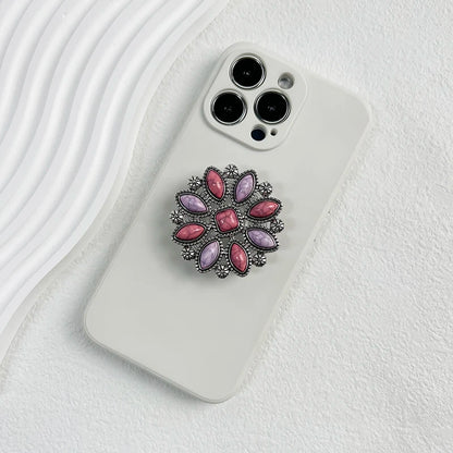 スマホグリップ｜天然石風 ヴィンテージ スマホスタンド ポップソケット 落下防止 #260421