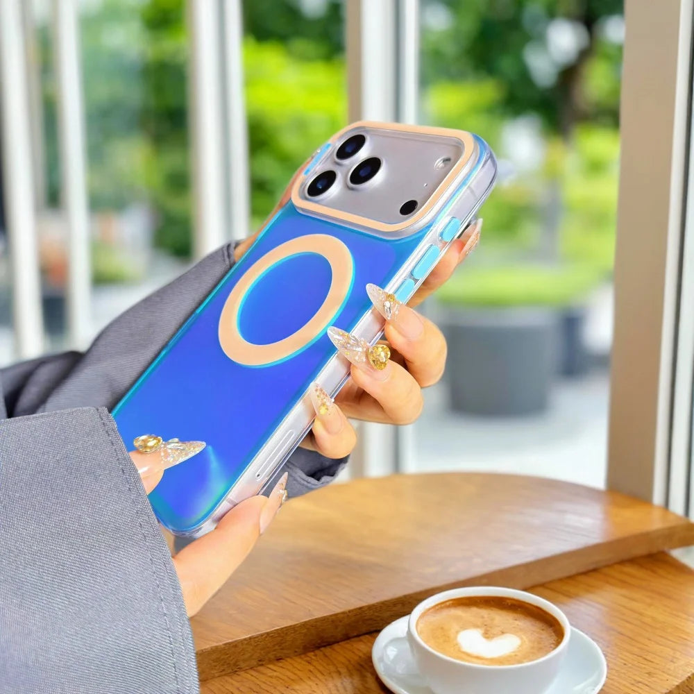 【グロウリングクリア】ネオンライト×グラデーション スマホケース｜iPhone対応 💫✨ #250223