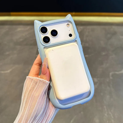 【猫耳シリーズ】Magnet内蔵 しっぽデザイン カラーフレーム iPhoneケース #240215