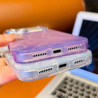 【フェザーシリーズ】ホログラム加工 羽根柄デザイン スマホケース｜iPhone対応 #251204