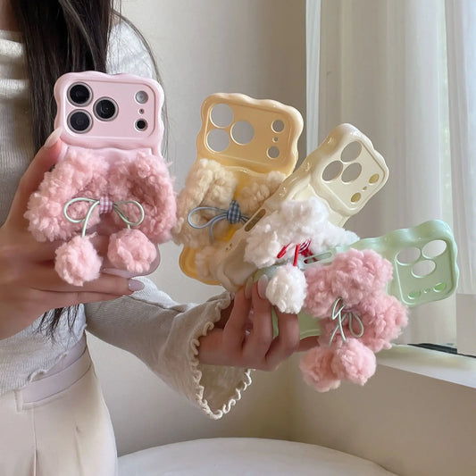 もこもこリボン パステルカラー iPhoneケース #240505