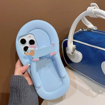 【わんこサンダル風デザイン】ゆるかわ立体 ビーサン スマホケース｜iPhone対応 #250722