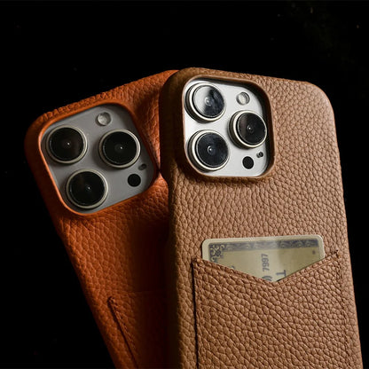 【本革シリーズ】ストラップ付き カードポケットレザースマホケース｜iPhone対応 #241014