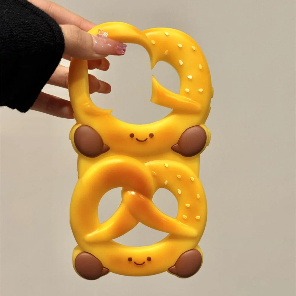【プレッツェルモチーフ】ぷっくり立体ソフトケース｜iPhone対応 #250530