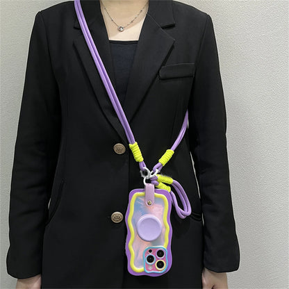 【ウェーブフレーム】ストラップ付き カラフル ポップデザイン スマホケース｜iPhone対応 #250919