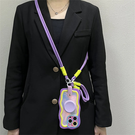 【ウェーブフレーム】ストラップ付き カラフル ポップデザイン スマホケース｜iPhone対応 #250919