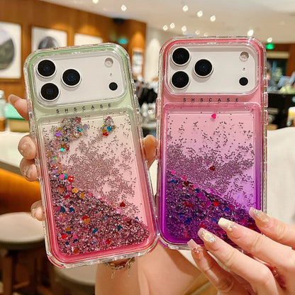 【流れるシリーズ】キラキラグリッター 星屑ラメ入り リキッドデザイン スマホケース｜iPhone対応 #251202