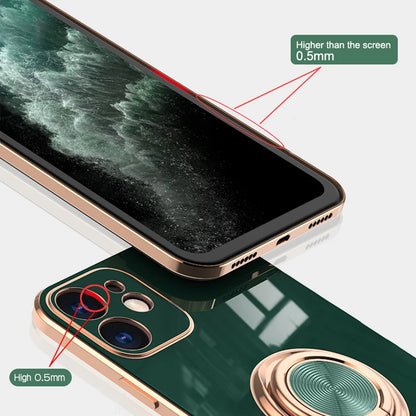 リングスタンド付き ゴールド メタルフレーム iPhoneケース #240113