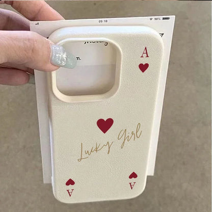 【カードモチーフ】Lucky Girl ハートのエース A スマホケース｜iPhone対応 #260130