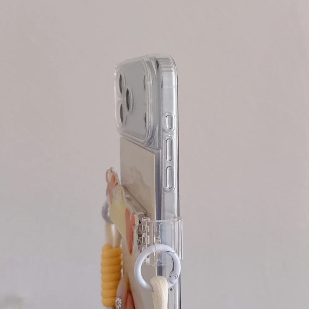 ワンちゃんチャーム ショルダーストラップ付き クリア iPhoneケース｜淡色・ゆめかわ #261262