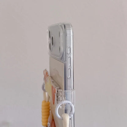 ワンちゃんチャーム ショルダーストラップ付き クリア iPhoneケース｜淡色・ゆめかわ #261262
