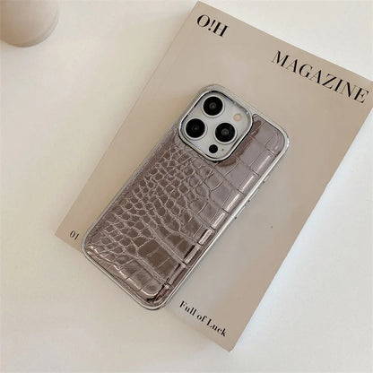 【クロコダイルシリーズ】光沢エナメル調 クロコ型押し スマホケース｜iPhone対応 #250916