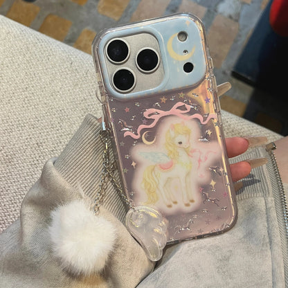 ドリーミーユニコーン iPhoneケース｜ファーチャーム付き #240419