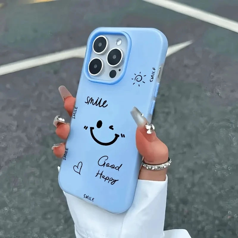 【ニコちゃんシリーズ】スマイル フェイス iPhoneケース｜シンプルマットカラー #260225