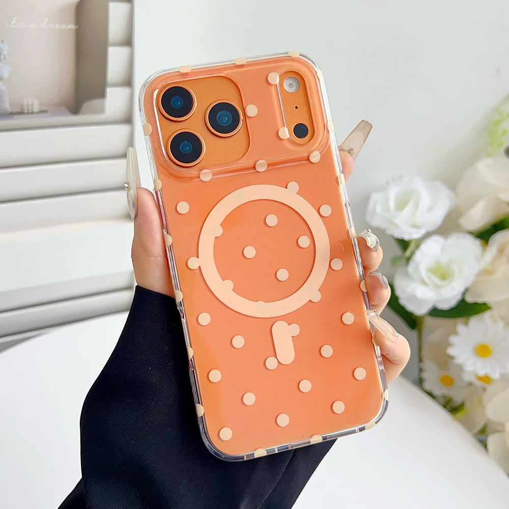 ドット柄 水玉 Magnet内蔵 iPhoneケース｜クリアベース・ポップデザイン #260104