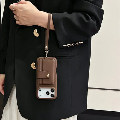 【カードポケットストラップ】多機能 PUレザー調 スマホケース｜iPhone対応 #250317