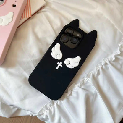 【猫耳シリーズ】エンジェルウィング 十字架 クロス iPhoneケース #240217