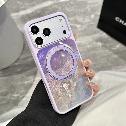 オーロラ 回転リングスタンド付き Magnet内蔵 クリア iPhoneケース｜きらめき・上品 #260062