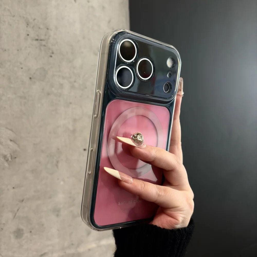 ツートンカラー マグネット内蔵iPhoneケース (全8色) クリア・配色デザイン #261236