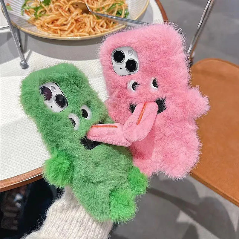 【ふわもこモンスター】マグネット付き ペアにおすすめ 立体ぬいぐるみ スマホケース｜iPhone対応 #241120