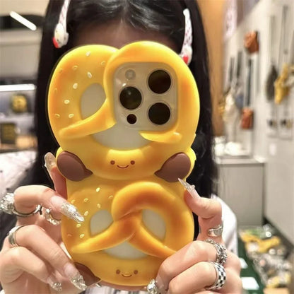 【プレッツェルモチーフ】ぷっくり立体ソフトケース｜iPhone対応 #250530