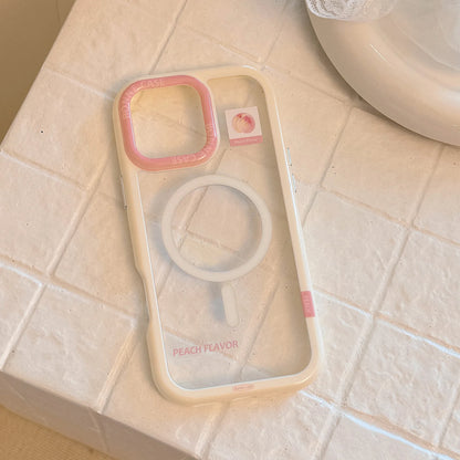 ピーチグリップ 桃 クリア Magnet内蔵 iPhoneケース #240503