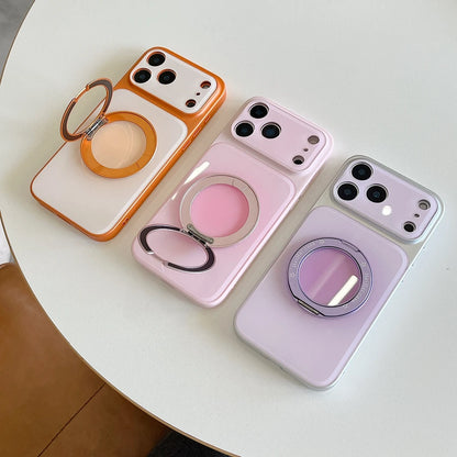 ふんわり 滲みチーク グラデ リンググリップ iPhoneケース｜パステルカラー・スタンド付き #230913