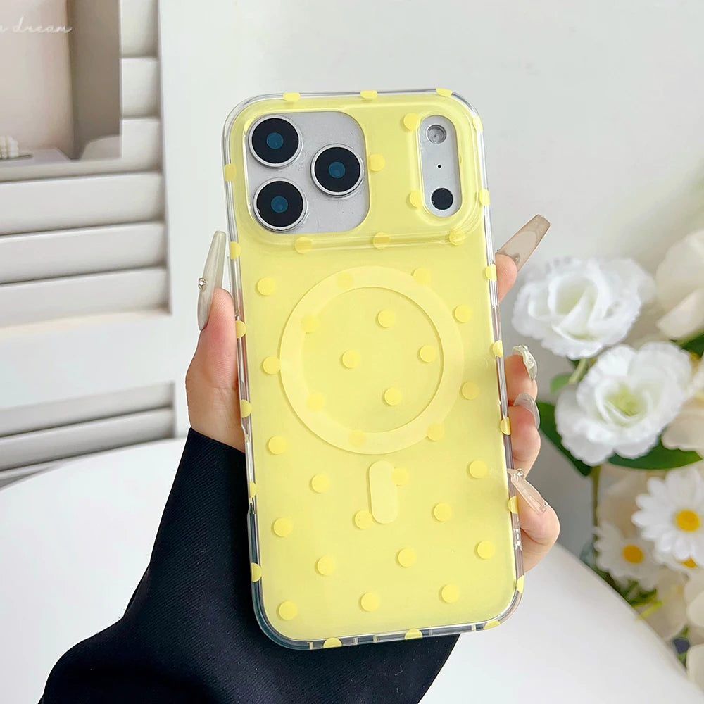 ドット柄 水玉 Magnet内蔵 iPhoneケース｜クリアベース・ポップデザイン #260104