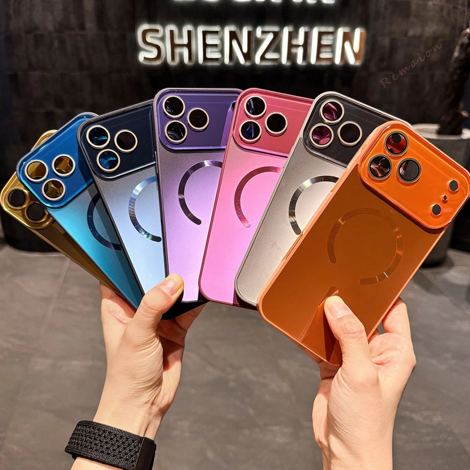 メタリックリング Magnet内蔵 iPhoneケース｜ミラー調・スタイリッシュ #240316