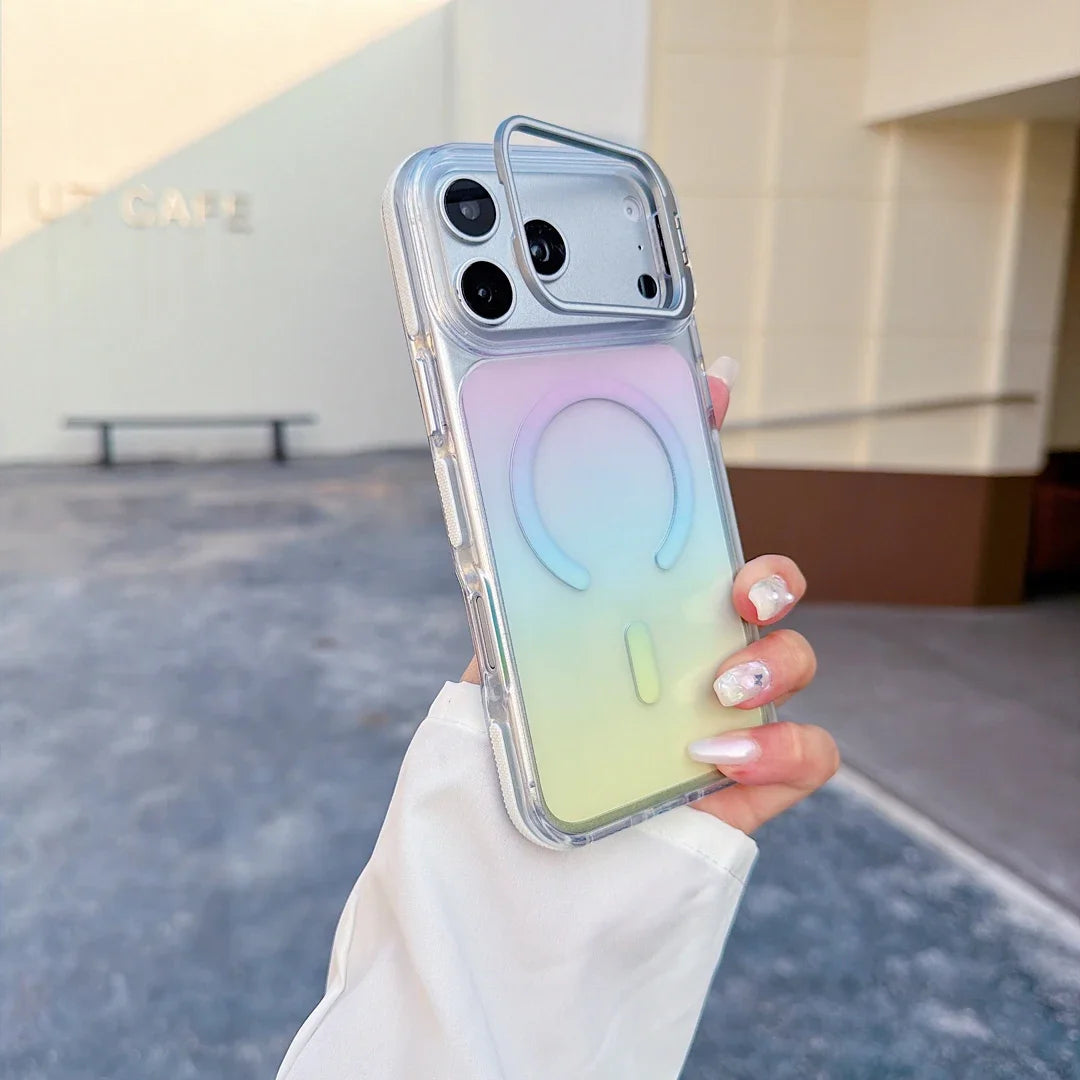 マグネット内蔵 グラデーションクリアiPhoneケース（全4色）トレンド・華やか #261175
