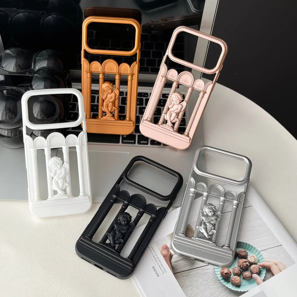 【クラシックエンジェル】天使レリーフ × アーチデザイン スマホケース｜iPhone対応 #240808