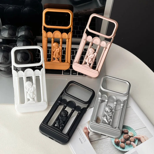 【クラシックエンジェル】天使レリーフ × アーチデザイン スマホケース｜iPhone対応 #240808